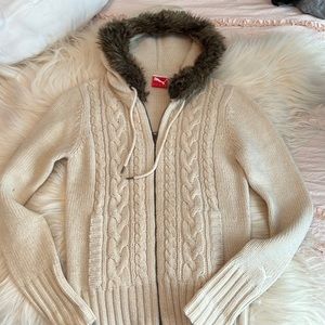 Puma- Cable Knit Hooded Sweater